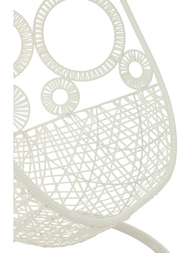 J-LineChaise suspendue + coussins Bula métal / roseau blanc