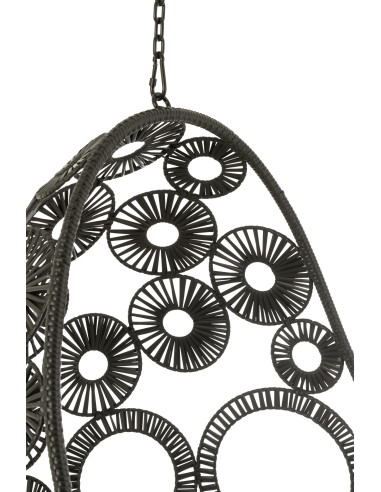 J-LineChaise suspendue + coussins Bula métal / roseau noir