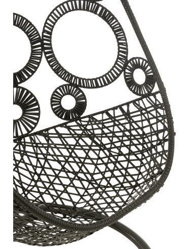 J-LineChaise suspendue + coussins Bula métal / roseau noir