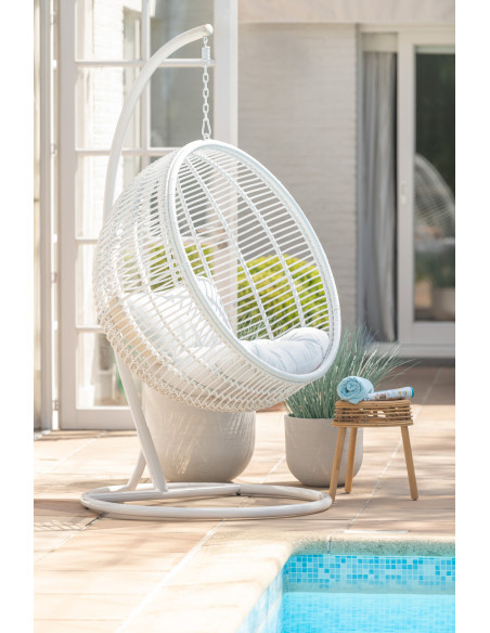 J-LineChaise suspendue ronde en acier blanc