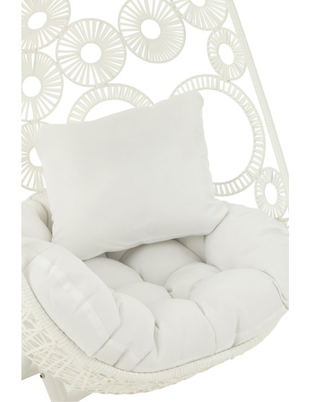 J-LineChaise suspendue + coussins Bula métal / roseau blanc