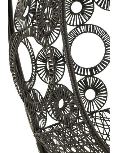 J-LineChaise suspendue + coussins Bula métal / roseau noir