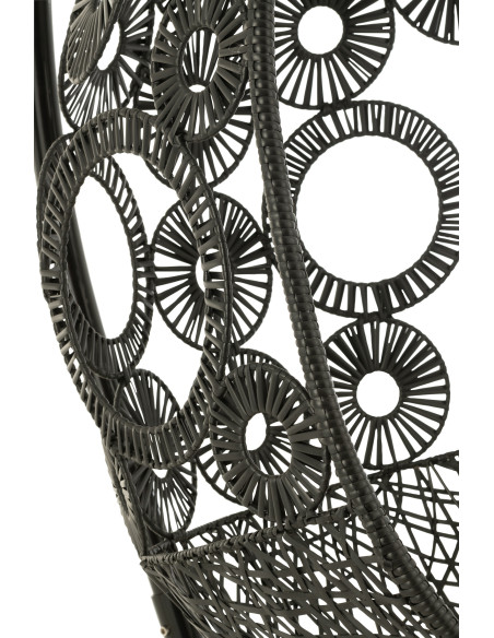 J-LineChaise suspendue + coussins Bula métal / roseau noir