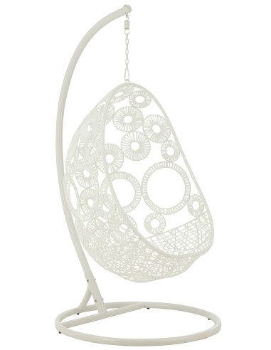 J-LineChaise suspendue + coussins Bula métal / roseau blanc