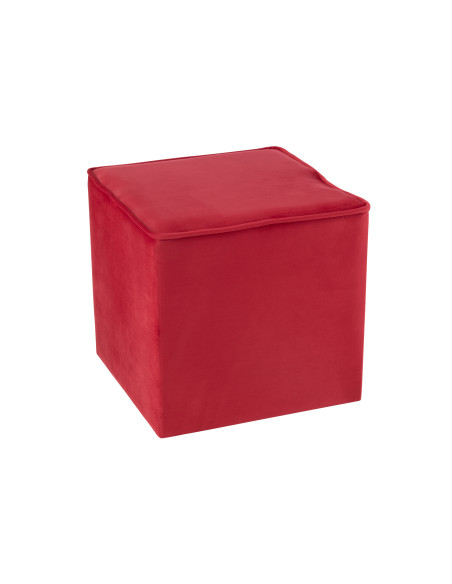 Pouf Cube Velours FramboiseJ-Line Pouf Cube Velours FramboiseJ-Line
