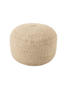 Pouf extérieur Miami en poly naturel/blancJ-Line