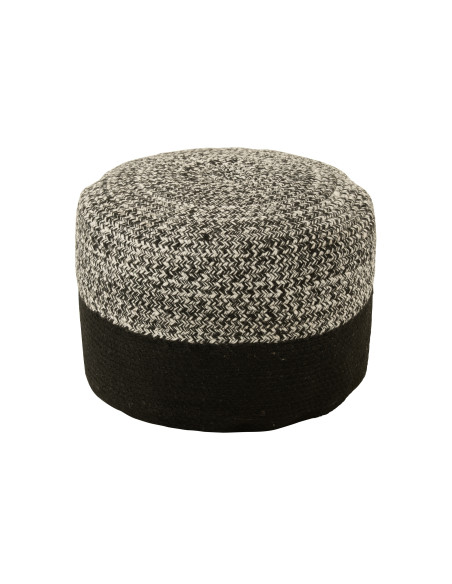 Pouf extérieur Miami Strip en poly noir/blancJ-Line Pouf extérieur Miami Strip en poly noir/blancJ-Line