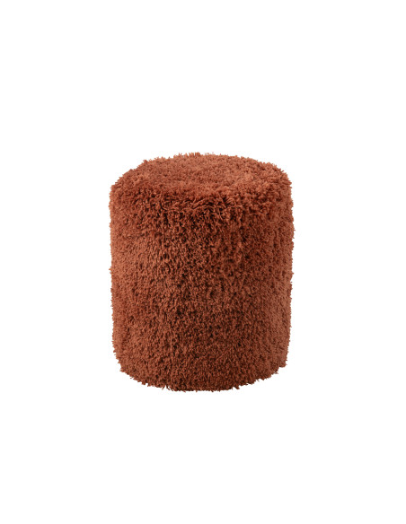 Pouf en polyester shaggy cylindrique briqueJ-Line Pouf en polyester shaggy cylindrique briqueJ-Line
