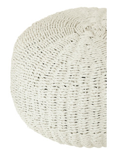 Pouf rond en plastique tissé blancJ-Line 2
