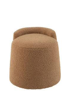 Pouf Teddy Round+Back Bouclé CamelJ-Line 2
