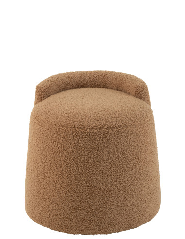 Pouf Teddy Round+Back Bouclé CamelJ-Line