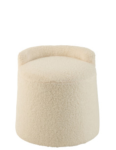 Pouf Teddy Round+Back Bouclé BlancJ-Line 2