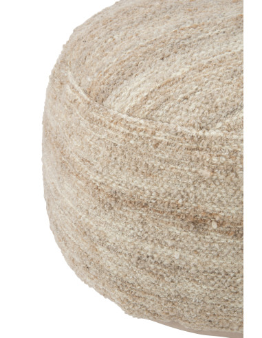 Pouf en laine tissée semi-unie beigeJ-Line