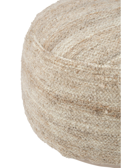 Pouf en laine tissée semi-unie beigeJ-Line