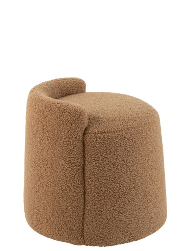 Pouf Teddy Round+Back Bouclé CamelJ-Line