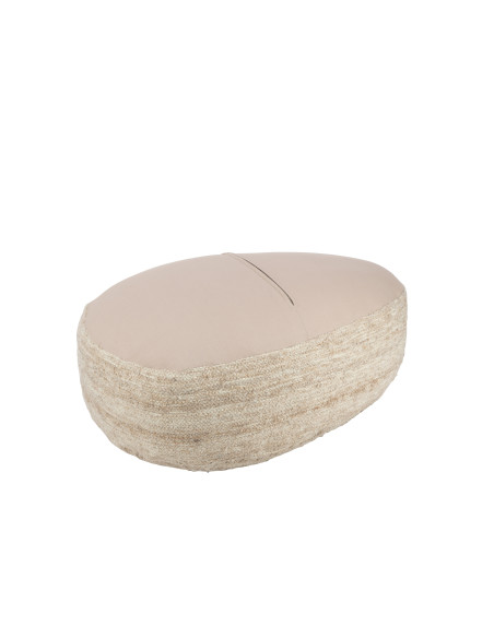 Pouf en laine tissée semi-unie beigeJ-Line
