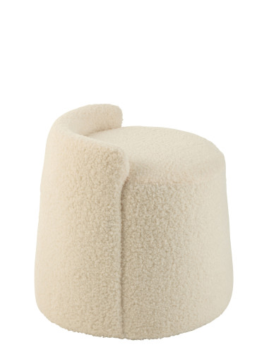 Pouf Teddy Round+Back Bouclé BlancJ-Line