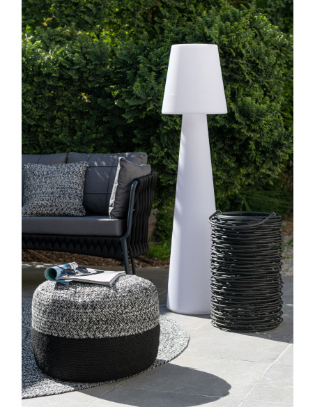 Pouf extérieur Miami Strip en poly noir/blancJ-Line Pouf extérieur Miami Strip en poly noir/blancJ-Line