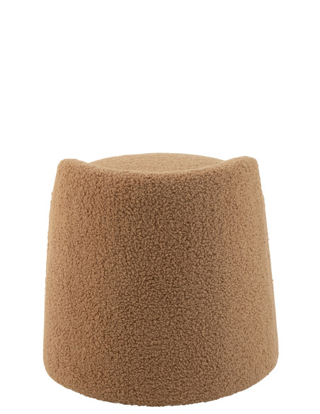Pouf Teddy Round+Back Bouclé CamelJ-Line