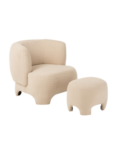 Textile tricoté/bois blanc PoufJ-Line Textile tricoté/bois blanc PoufJ-Line