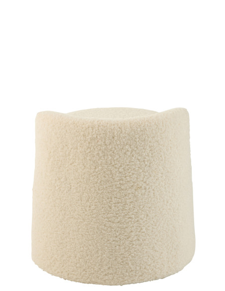 Pouf Teddy Round+Back Bouclé BlancJ-Line