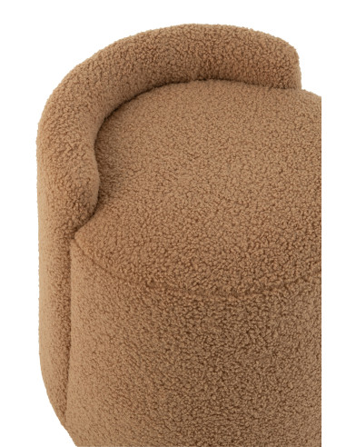 Pouf Teddy Round+Back Bouclé CamelJ-Line