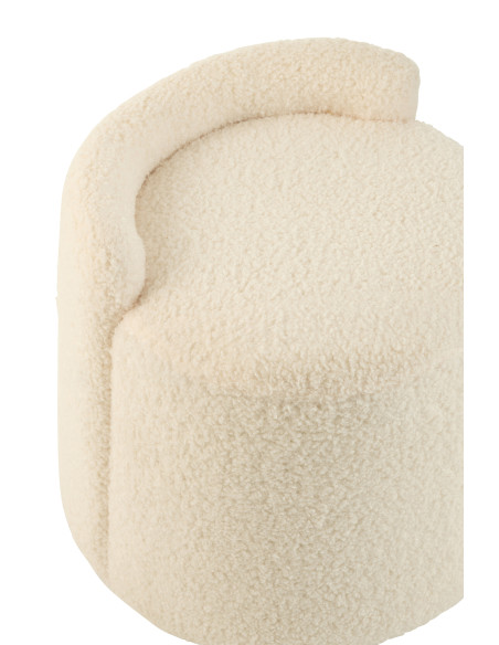 Pouf Teddy Round+Back Bouclé BlancJ-Line