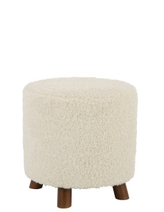 Pouf Patte de Mouton en Polyester BlancJ-Line