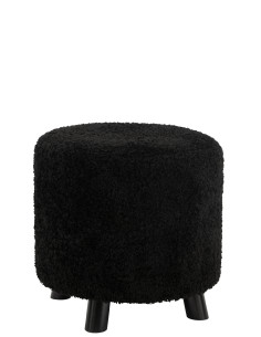Pouf Patte de mouton en polyester noirJ-Line