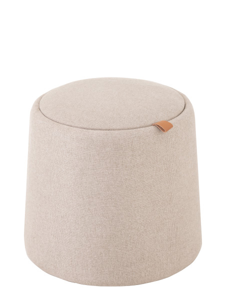 Pouf/Table d'appoint ronde en textile/bois beigeJ-Line Pouf/Table d'appoint ronde en textile/bois beigeJ-Line