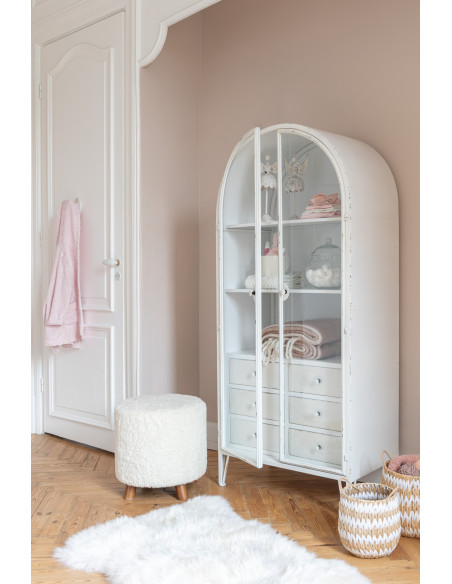 Pouf Patte de Mouton en Polyester BlancJ-Line