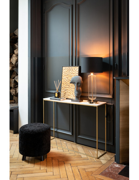 Pouf Patte de mouton en polyester noirJ-Line