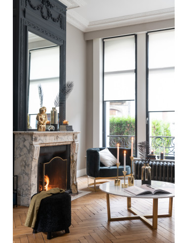 Pouf Patte de mouton en polyester noirJ-Line