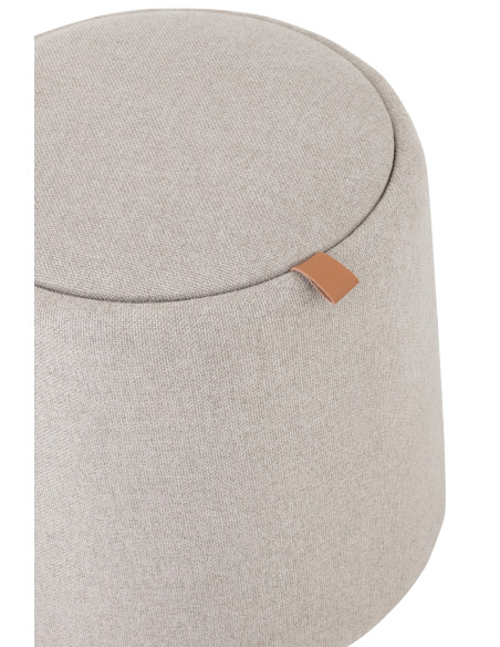 Pouf/Table d'appoint ronde en textile/bois beigeJ-Line Pouf/Table d'appoint ronde en textile/bois beigeJ-Line