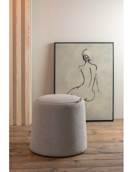 Pouf/Table d'appoint ronde en textile/bois beigeJ-Line Pouf/Table d'appoint ronde en textile/bois beigeJ-Line