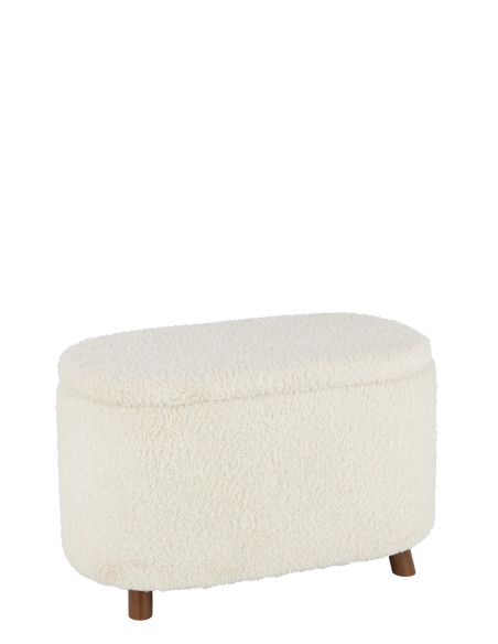 Rangement tabouret Teddy en polyester blancJ-Line