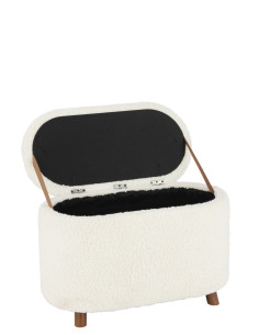 Rangement tabouret Teddy en polyester blancJ-Line 2
