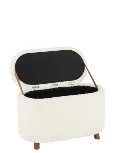Rangement tabouret Teddy en polyester blancJ-Line