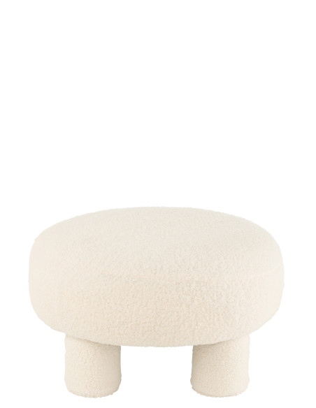 Tabouret rond pieds Teddy en bouclé blancJ-Line Tabouret rond pieds Teddy en bouclé blancJ-Line