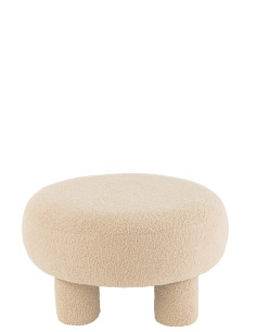 Tabouret rond pieds en peluche beige chaudJ-Line 2