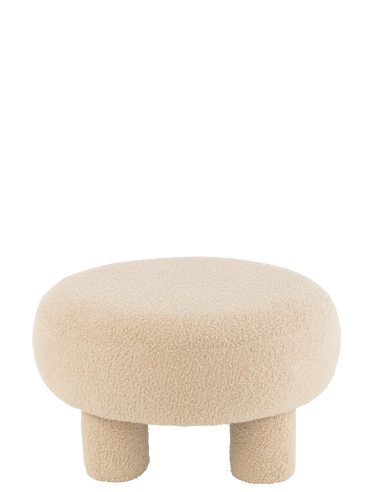 Tabouret rond pieds en peluche beige chaudJ-Line