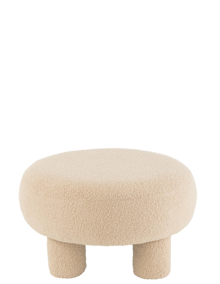 Tabouret rond pieds en peluche beige chaudJ-Line Tabouret rond pieds en peluche beige chaudJ-Line
