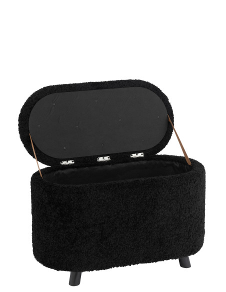 Tabouret de rangement en polyester noir TeddyJ-Line