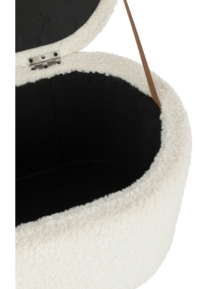 Rangement tabouret Teddy en polyester blancJ-Line