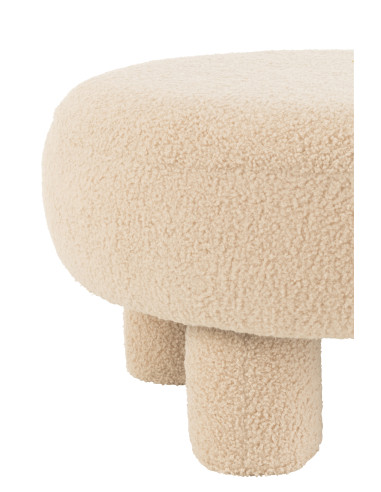 Tabouret rond pieds en peluche beige chaudJ-Line