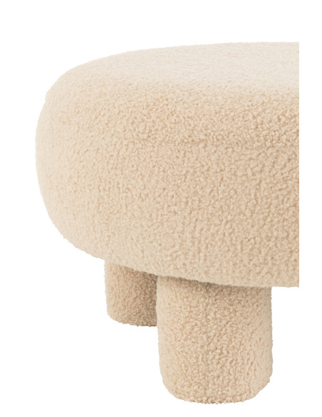Tabouret rond pieds en peluche beige chaudJ-Line Tabouret rond pieds en peluche beige chaudJ-Line