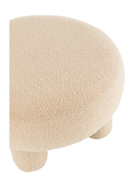 Tabouret rond pieds en peluche beige chaudJ-Line Tabouret rond pieds en peluche beige chaudJ-Line