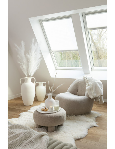 Tabouret rond pieds en peluche beige chaudJ-Line Tabouret rond pieds en peluche beige chaudJ-Line