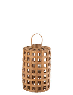 J-LineLanterne cylindre en bois de peuplier marron