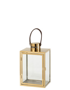 J-LineLanterne Rectangle Métal/Verre Or
